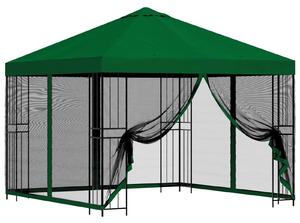 Zahradní altán se stěnami 3 x 3 m Zelená Polyester a ocel