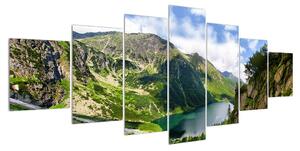 Obraz horské krajiny s jezerem (210x100 cm)