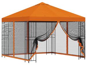 Zahradní altán se stěnami 3 x 3 m Oranžová Polyester a ocel