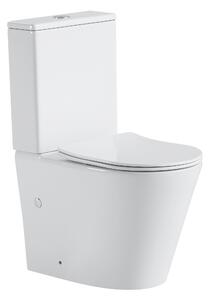 CERANO - Rimless WC kombi Carlito s nádržkou, spodní/zadní odpad + UF sedátko - bílá lesklá - 36,5x85x61 cm