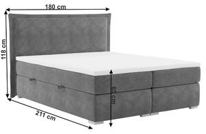 Tempo Kondela Čalouněná postel MEGAN 180x200, s úložným prostorem, šedá