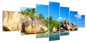 Obraz mořské pláže s palmami (210x100 cm)