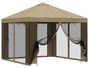 Zahradní altán se stěnami 3 x 3 m Béžová Polyester a ocel