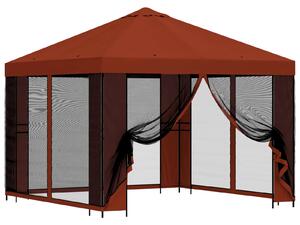 Zahradní altán se stěnami 3 x 3 m Cihlová Polyester a ocel