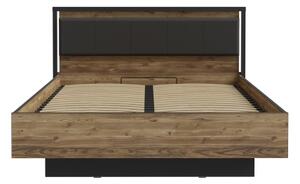 Dvojlůžková postel s úložným prostorem OREN 160x200 cm hnědá/černá