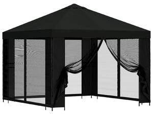 Zahradní altán se stěnami 3 x 3 m Černá Polyester a ocel
