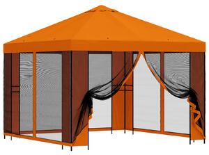 Zahradní altán se stěnami 3 x 3 m Oranžová Polyester a ocel