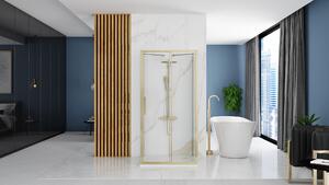 Rea Rapid Slide, 3-stěnový sprchový kout 110 (dveře) x 80 (stěna) x 80 (stěna) x 195 cm, 6mm čiré sklo, zlatý lesklý profil, KPL-09419
