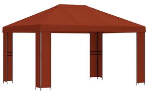 Altán 4 × 3 m Cihlová Polyester a ocel 190 gsm