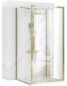 Rea Rapid Slide, 3-stěnový sprchový kout 110 (dveře) x 90 (stěna) x 90 (stěna) x 195 cm, 6mm čiré sklo, zlatý lesklý profil, KPL-09420