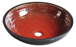 ATTILA keramické umyvadlo, průměr 42,5 cm, tomatová červeň/petrolejová DK007