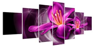 Moderní fialový obraz květů (210x100 cm)