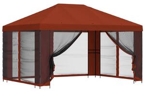 Altán s bočními stěnami 4 × 3 m Cihlová Polyester a ocel