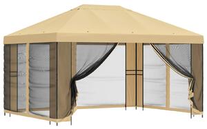 Zahradní altán se stěnami 4 × 3 m Krémová Polyester a ocel