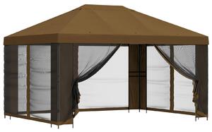 Zahradní altán se stěnami 4 × 3 m Taupe Polyester a ocel