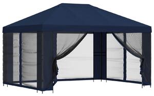 Zahradní altán se stěnami 4 × 3 m Modrá Polyester a ocel