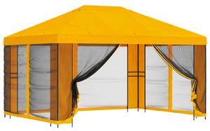 Zahradní altán se stěnami 4 × 3 m Žlutá Polyester a ocel