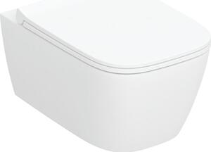 Geberit Smyle Square wc mísa se sedátkem s pomalým sklápěním závěsná bez splachovacího kruhu s vírovým splachováním bílá lesk 503.171.00.1