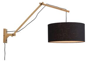 NÁSTĚNNÁ LAMPA ANDES BAMBUS L PŘÍRODNÍ, ČERNÁ