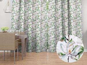 Biante Dekorační závěs TF-117 Květy magnolie na bílém 140x140 cm