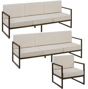 Tectake Zahradní lounge set Comosa pro 7 osob, XXL-polstrování - hnědá/béžová