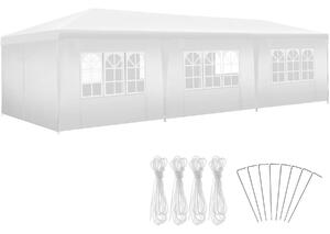 Tectake Pavilon Miramas s 8 bočními díly, vodotěsný, 9x3m - bílá