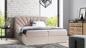 Čalouněná jednolůžková postel 120x220 CHANTELLE 7 - nordic teak / růžová + topper ZDARMA