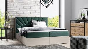 Čalouněná jednolůžková postel 120x220 CHANTELLE 7 - nordic teak / zelená + topper ZDARMA