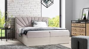 Čalouněná jednolůžková postel 120x220 CHANTELLE 7 - nordic teak / béžová + topper ZDARMA