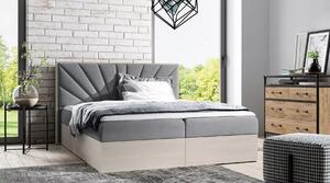 Čalouněná jednolůžková postel 120x220 CHANTELLE 7 - nordic teak / šedá + topper ZDARMA