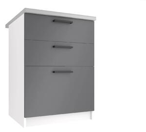 Kuchyňská skříňka Belini spodní se zásuvkami 60 cm šedý mat s pracovní deskou