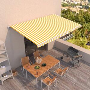 Ručně zatahovací markýza 500 x 300 cm žlutobílá 3068938