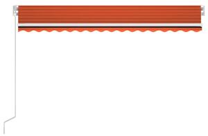 Ručně zatahovací markýza s LED světlem 450x300 cm oranžovohnědá
