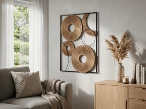 Nástěnná dekorace CIRCLES kovová 48x68 cm, černá / hnědá
