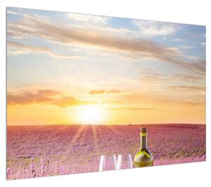 Obraz levandulového pole a vína (100x70 cm)