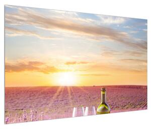 Obraz levandulového pole a vína (120x80 cm)