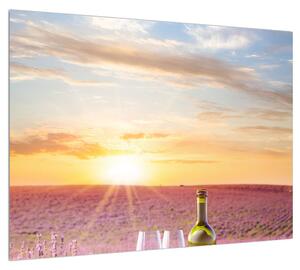 Obraz levandulového pole a vína (70x50 cm)