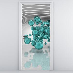 Fototapeta na dveře - abstraktní zelené koule (95x205cm)