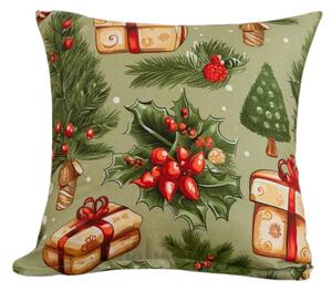 Povlak na polštář z mikrovlákna CHRISTMAS PRESENTS 45x45 cm, zelený