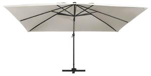 Boční zahradní slunečník s LED hliníková tyč 400x300 cm pískový