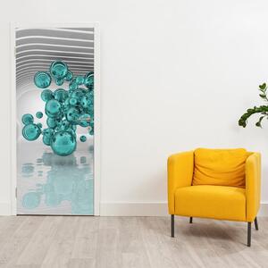 Fototapeta na dveře - abstraktní zelené koule (95x205cm)