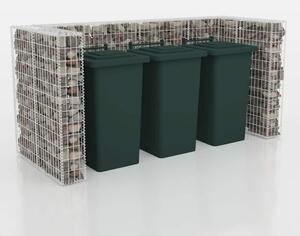 Gabionová zástěna pro 3 popelnice ocelová 250 x 100 x 120 cm
