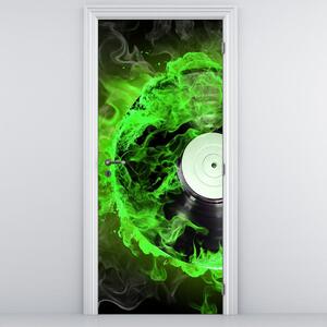 Fototapeta na dveře - zelené hořící CD (95x205cm)