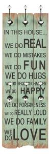 Nástěnný věšák na kabáty HAPPY LOVE s 6 háčky 120 x 40 cm
