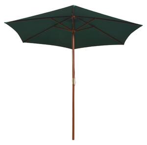 Slunečník 270 x 270 cm s dřevěnou tyčí zelený