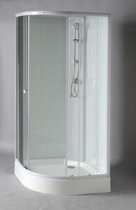 Aqualine AIGO čtvrtkruhový sprchový box 900x900x2040 mm, bílý profil, čiré sklo