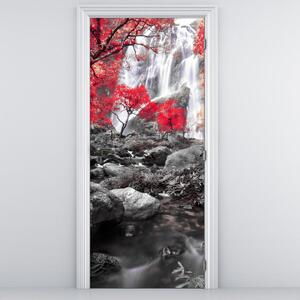 Fototapeta na dveře - Červený kěř s vodopádem (95x205cm)