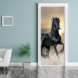 Fototapeta na dveře - Černý kůň (95x205cm)
