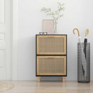 Botník černý 52 x 25 x 80 cm kompozitní dřevo a přírodní ratan
