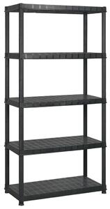 Úložný regál 5patrový černý 170 x 40 x 185 cm plast